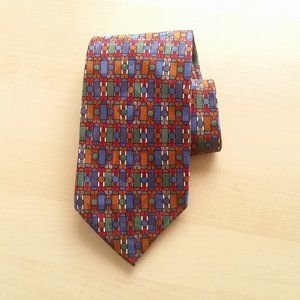 Vintage Masetti Tie Geometric 100% Silk Italy USA